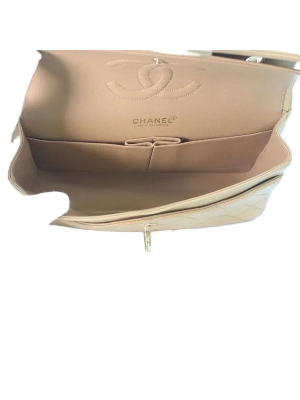 Chanel Beige Lamb Gold Quilted 25 Shoulder Bag